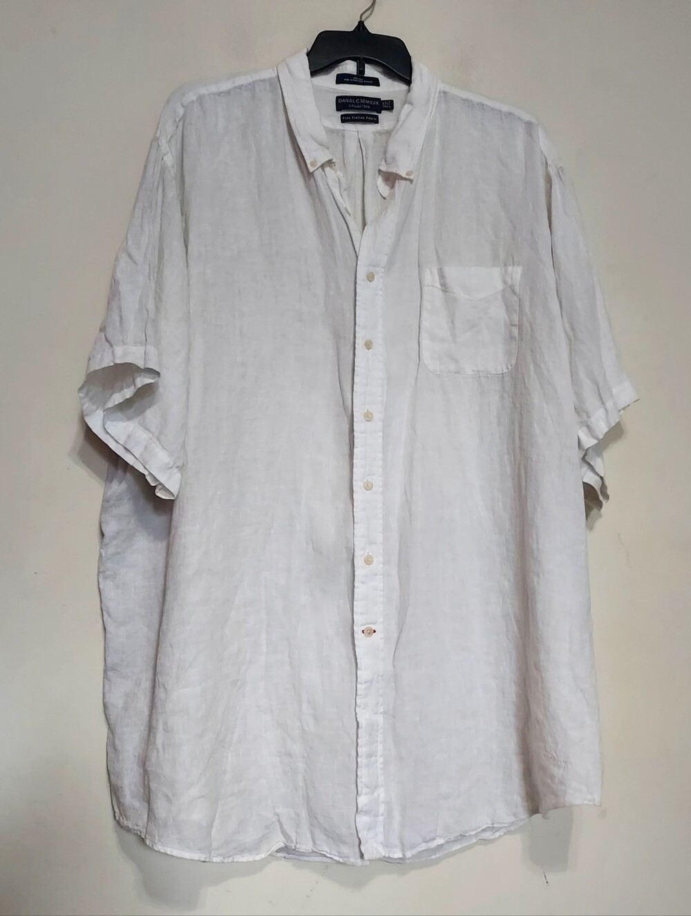 Daniel Cremieux White  Short-Sleeve Linen Button-Down Shirt Sz-4XL T